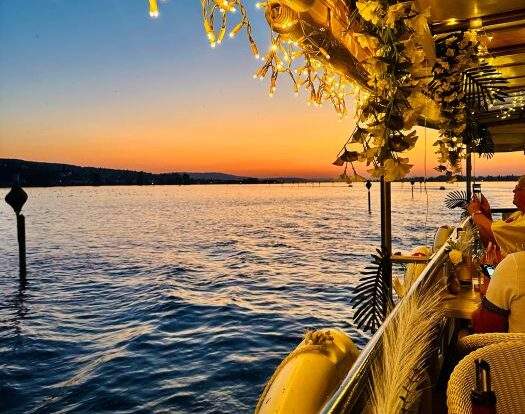 Fantastical mit der erMarina erleben, Abendrot auf der Rundfahrt auf dem Bodensee
