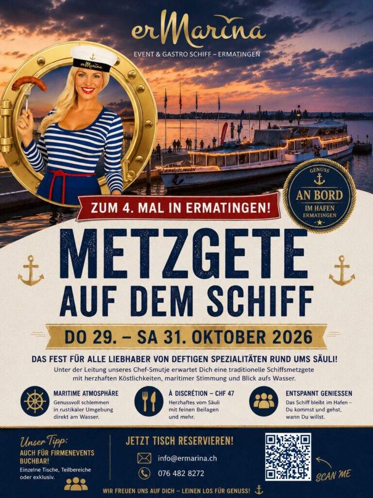Metzgete auf dem Schiff im Hafen Ermatingen - Programm