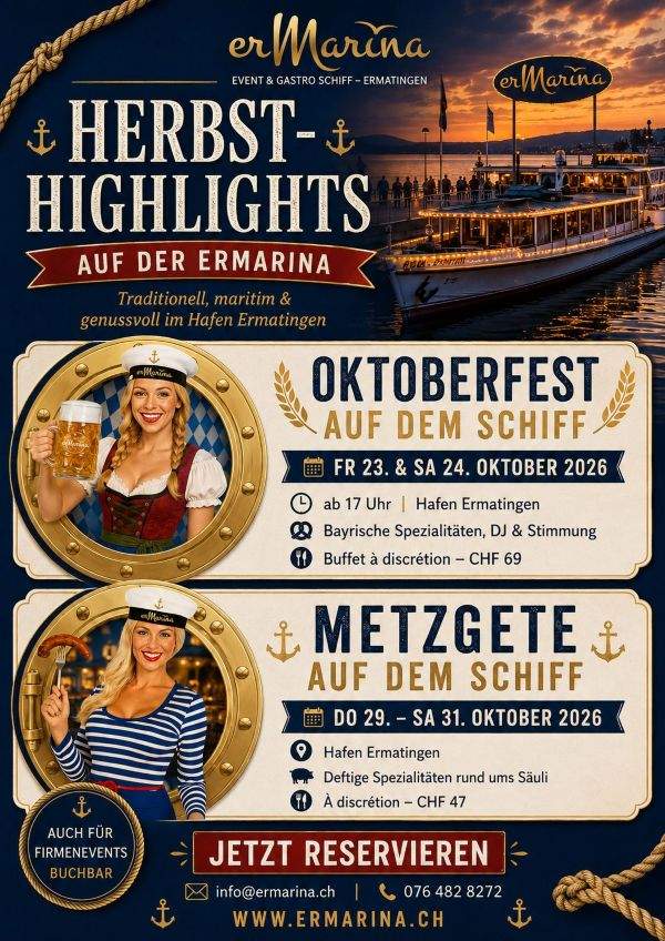 Oktoberfest und Metzgete auf dem Schiff im Hafen Ermatingen - Programm